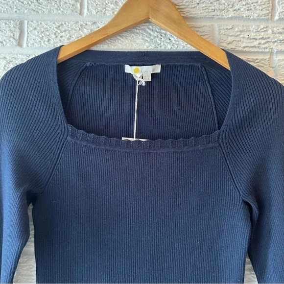 New! Boden Square Lattice Neck Ribbed Sweater/ Long Sleeve/ Navy Blue/ Medium - Picture 5 of 8